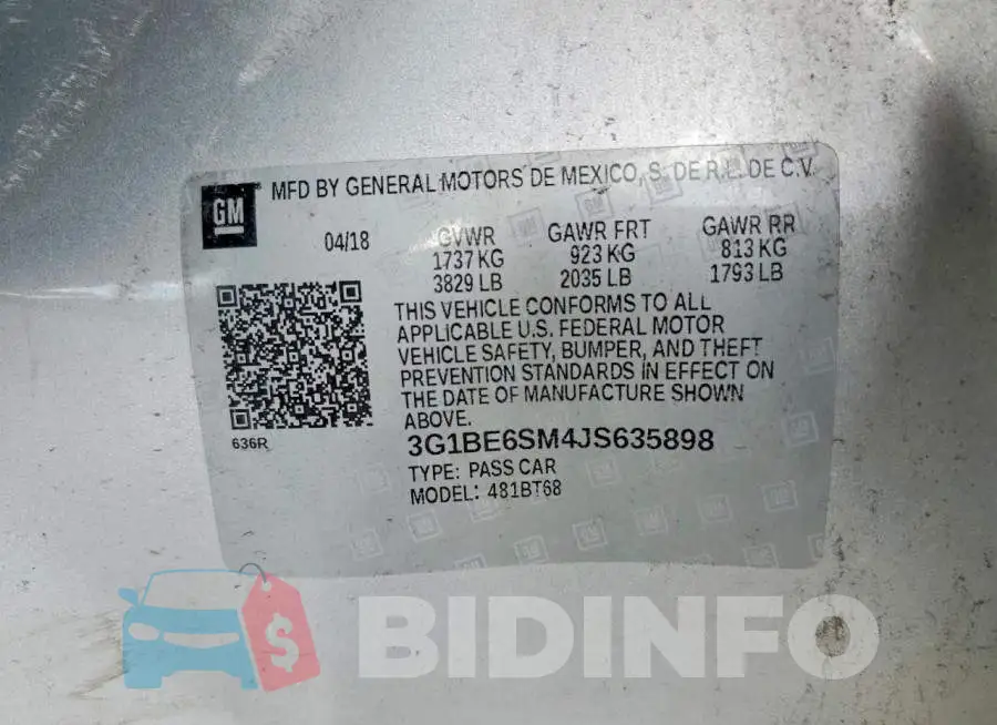 3G1BE6SM4JS635898 Photo# 12