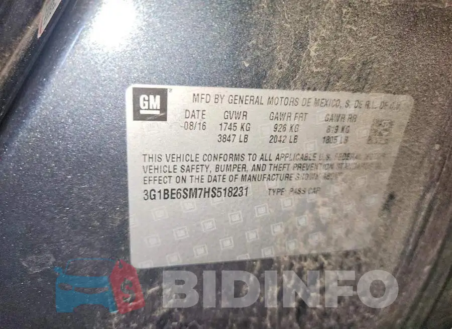 3G1BE6SM7HS518231 Photo# 12