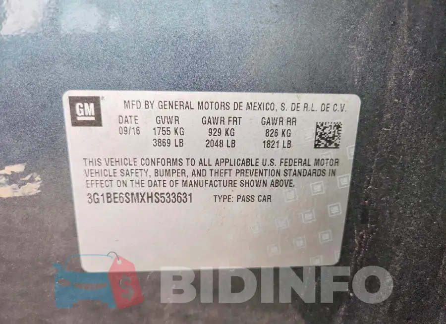 3G1BE6SMXHS533631 Photo# 12