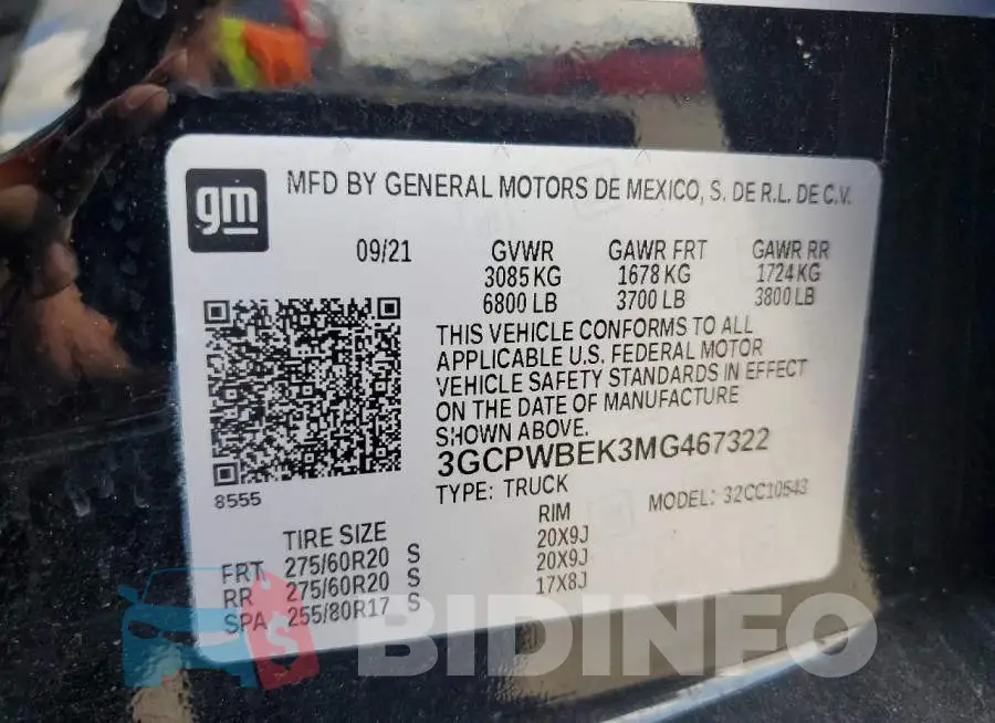 3GCPWBEK3MG467322 Photo# 13