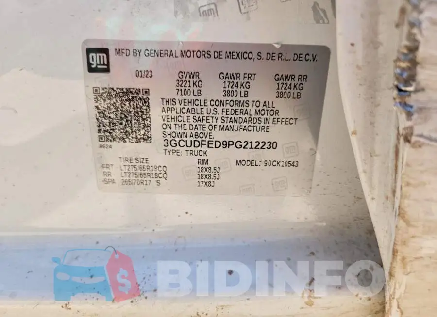 3GCUDFED9PG212230 Photo# 12