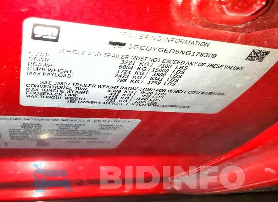 3GCUYGED5NG178309 Photo# 12