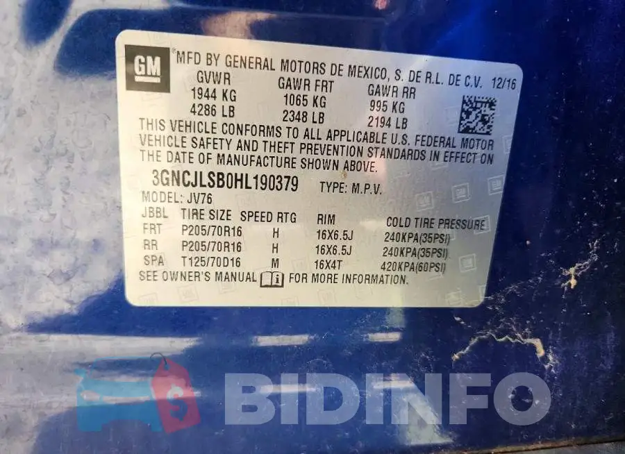 3GNCJLSB0HL190379 Photo# 14