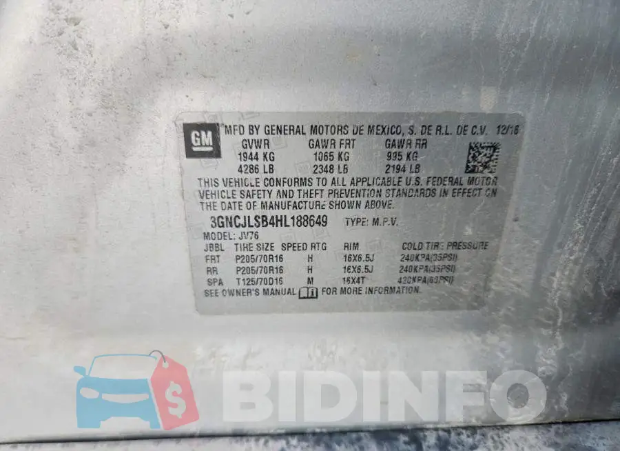 3GNCJLSB4HL188649 Photo# 12
