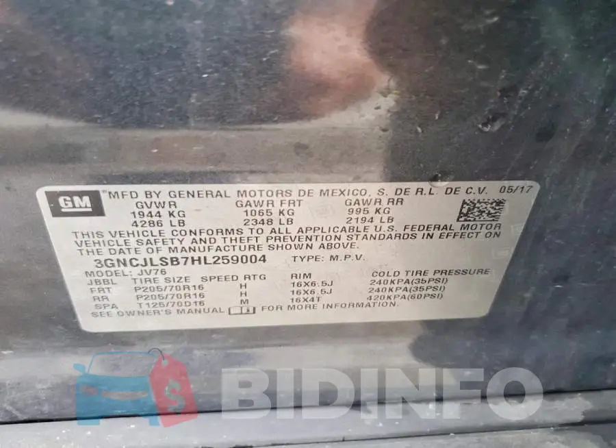 3GNCJLSB7HL259004 Photo# 13