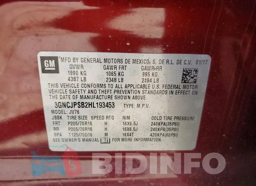 3GNCJPSB2HL193453 Photo# 14
