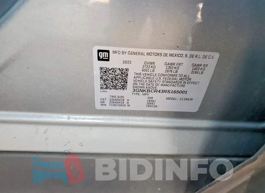 3GNKBCR43RS165001 Photo# 13
