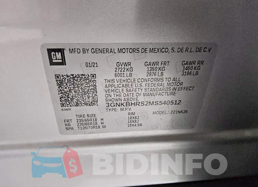 3GNKBHRS2MS540512 Photo# 13