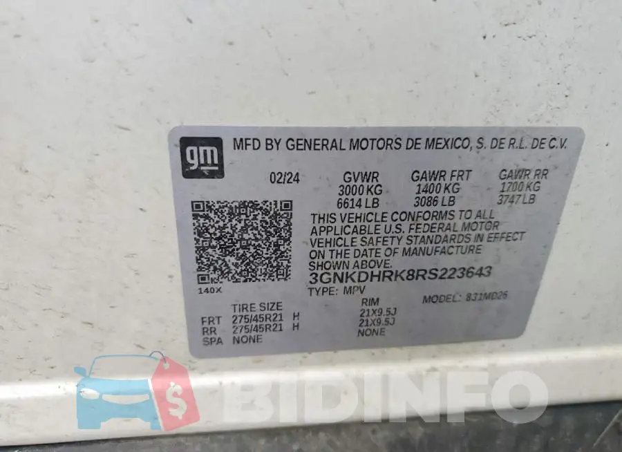 3GNKDHRK8RS223643 Photo# 13