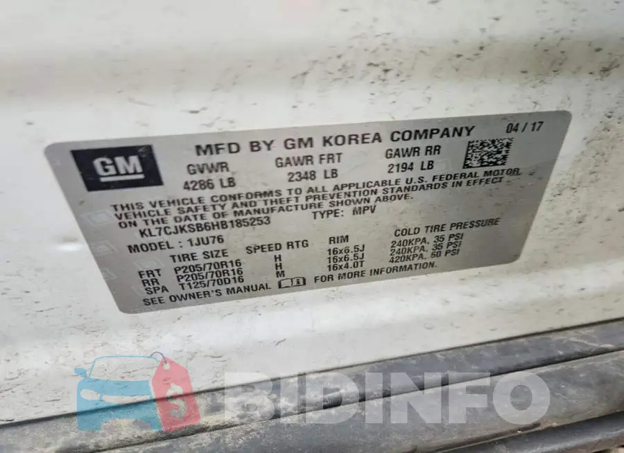 KL7CJKSB6HB185253 Photo# 14
