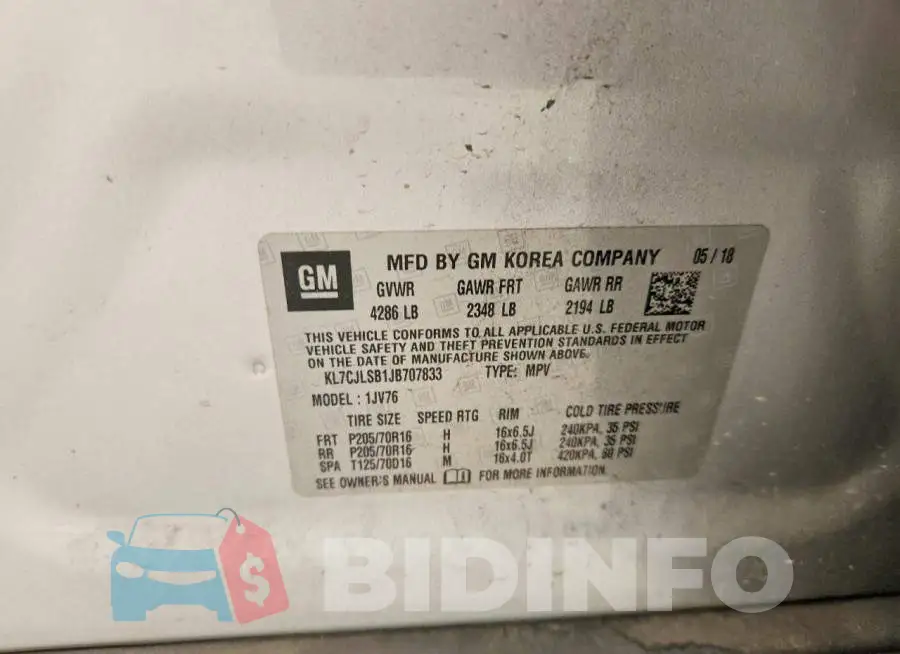 KL7CJLSB1JB707833 Photo# 13