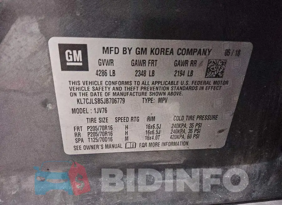 KL7CJLSB5JB706779 Photo# 12