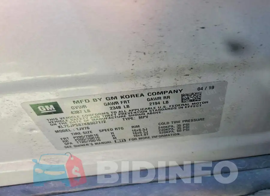 KL7CJPSB7KB907172 Photo# 13