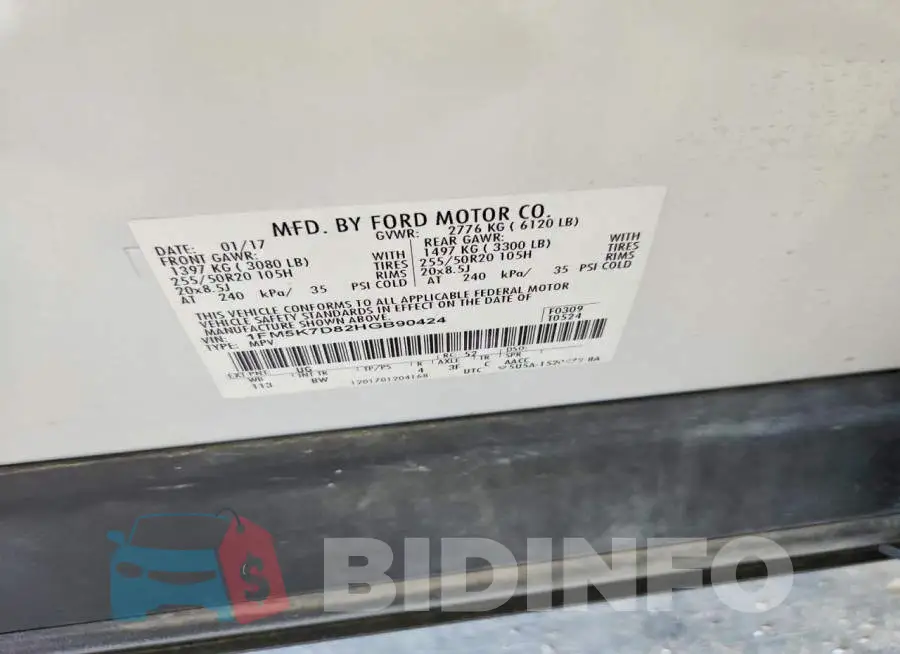 1FM5K7D82HGB90424 Photo# 14