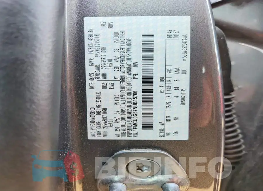 1FMCU0G67NUB15766 Photo# 13