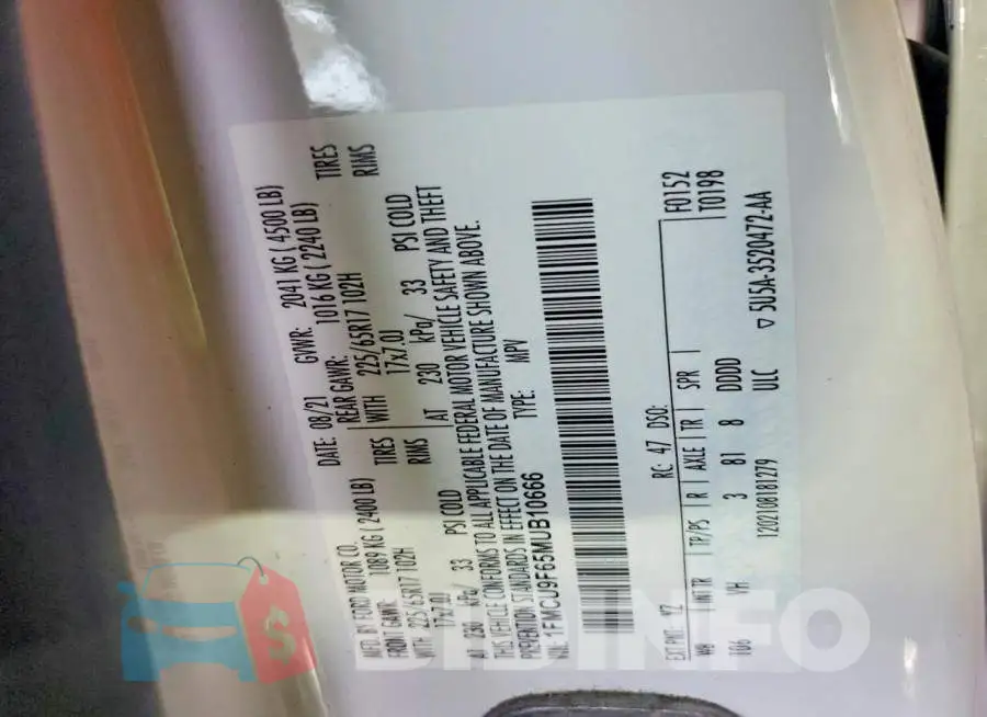 1FMCU9F65MUB10666 Photo# 13