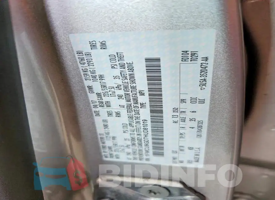 1FMCU9GD7HUD81019 Photo# 13