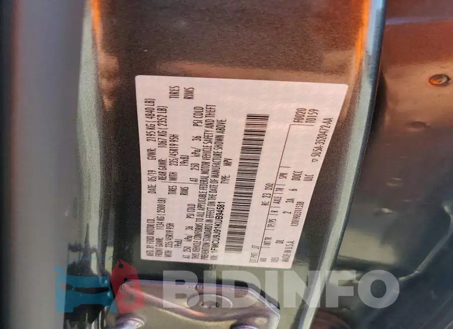1FMCU9J91KUB94581 Photo# 13