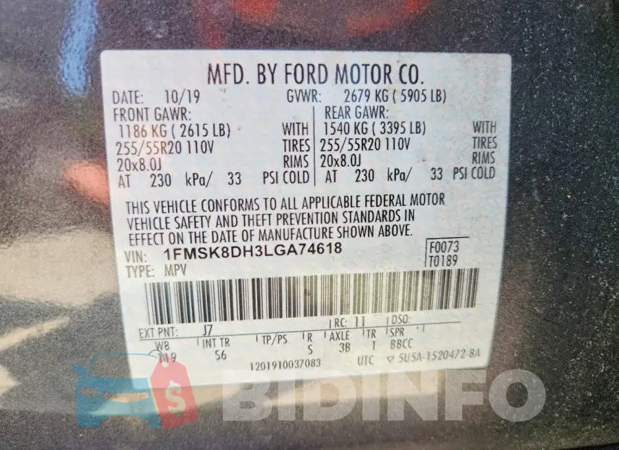 1FMSK8DH3LGA74618 Photo# 13