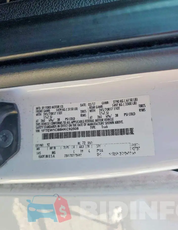 1FTEW1C88HKC92508 Photo# 12