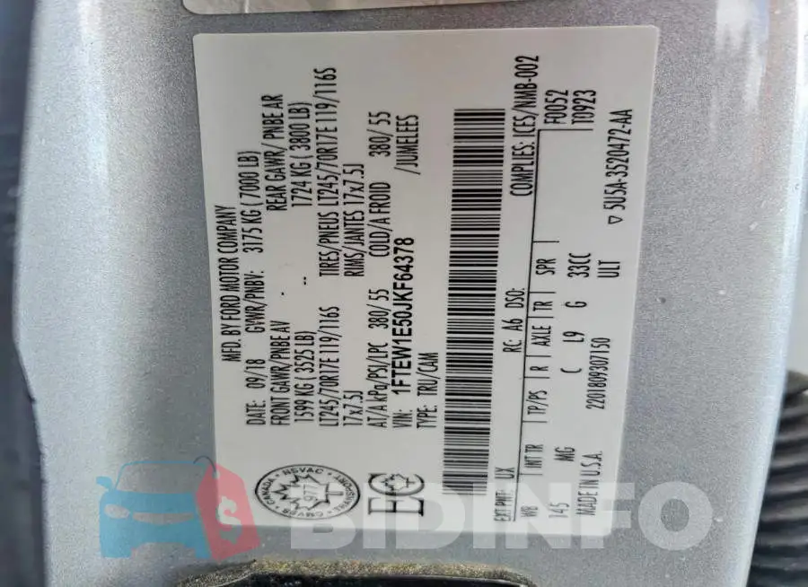 1FTEW1E50JKF64378 Photo# 13
