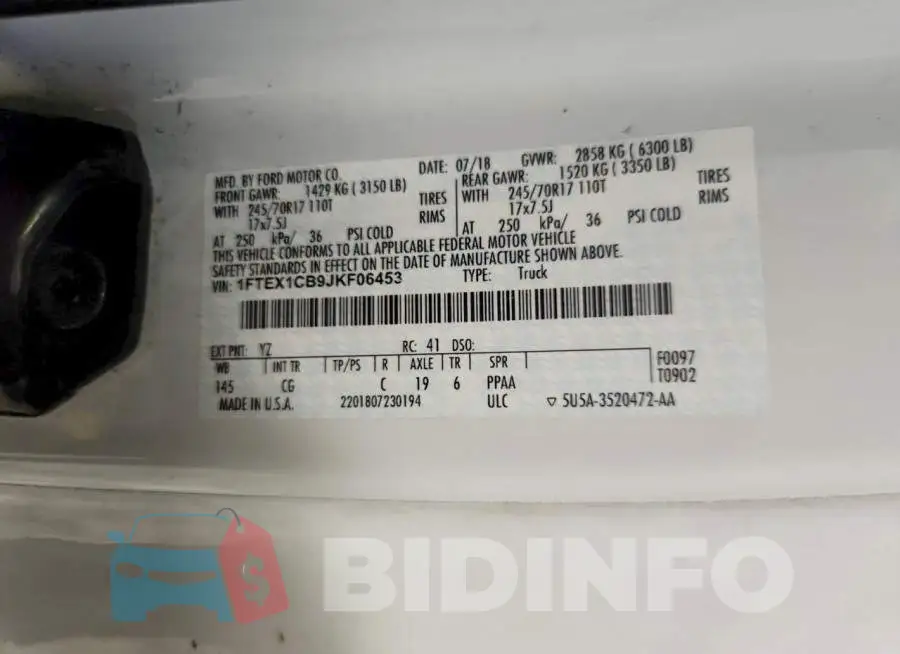 1FTEX1CB9JKF06453 Photo# 12
