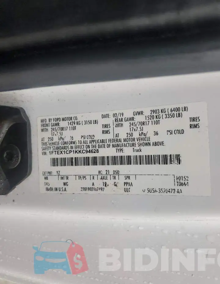1FTEX1CP1KKC94628 Photo# 12