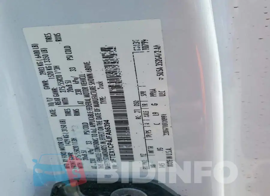 1FTEX1CP4JFA86394 Photo# 12
