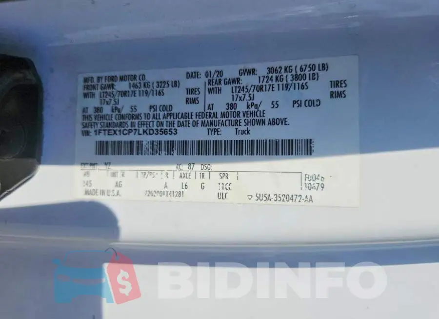 1FTEX1CP7LKD35653 Photo# 12