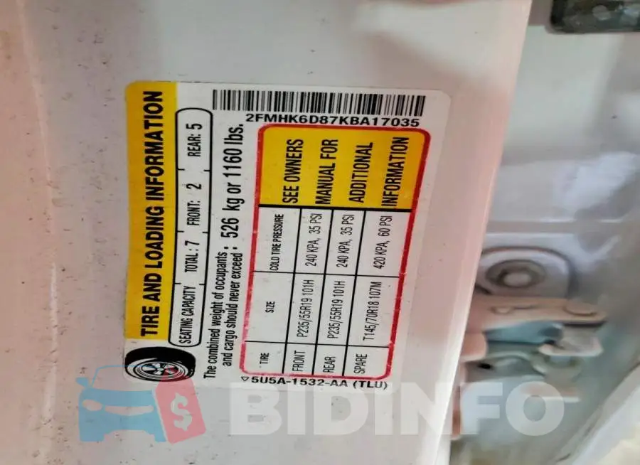 2FMHK6D87KBA17035 Photo# 14