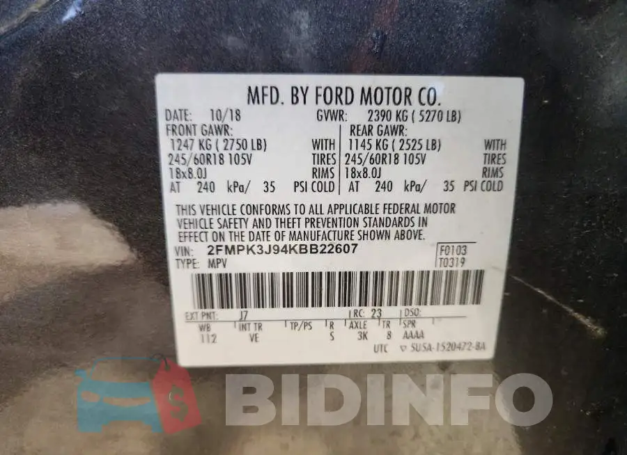 2FMPK3J94KBB22607 Photo# 13