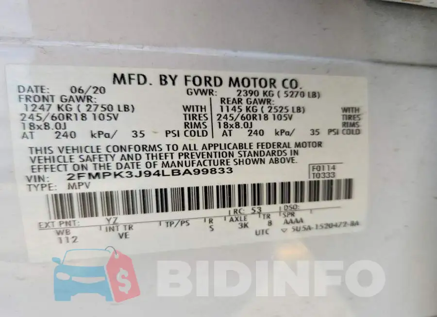 2FMPK3J94LBA99833 Photo# 13