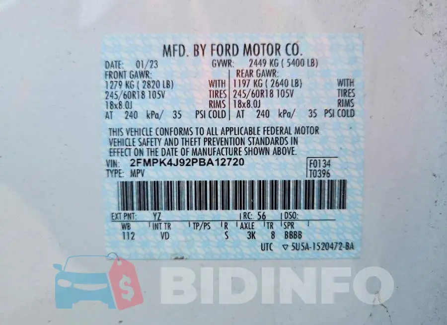 2FMPK4J92PBA12720 Photo# 13