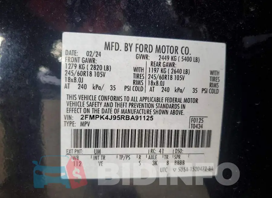 2FMPK4J95RBA91125 Photo# 13