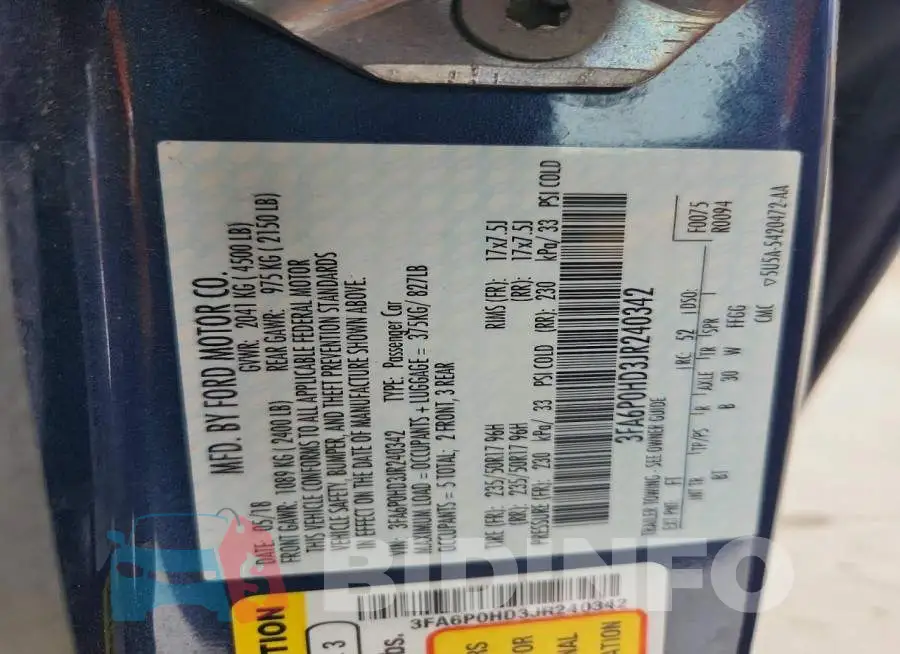 3FA6P0HD3JR240342 Photo# 12