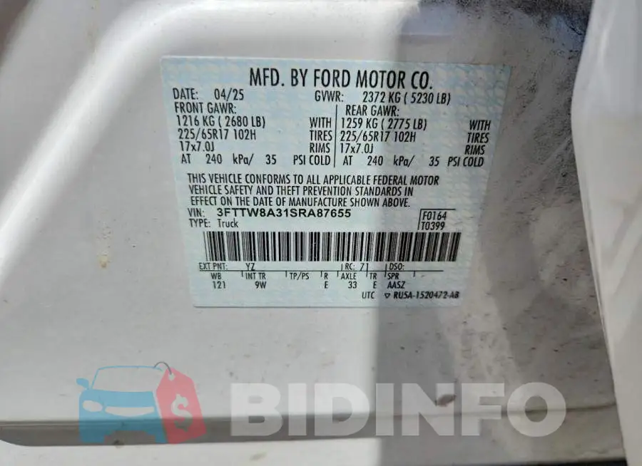 3FTTW8A31SRA87655 Photo# 12