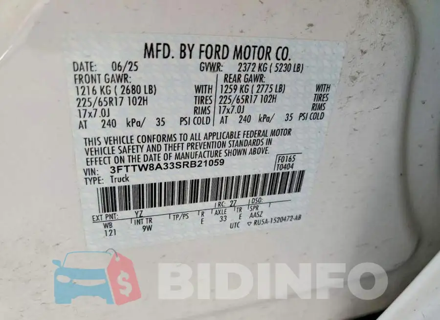 3FTTW8A33SRB21059 Photo# 12