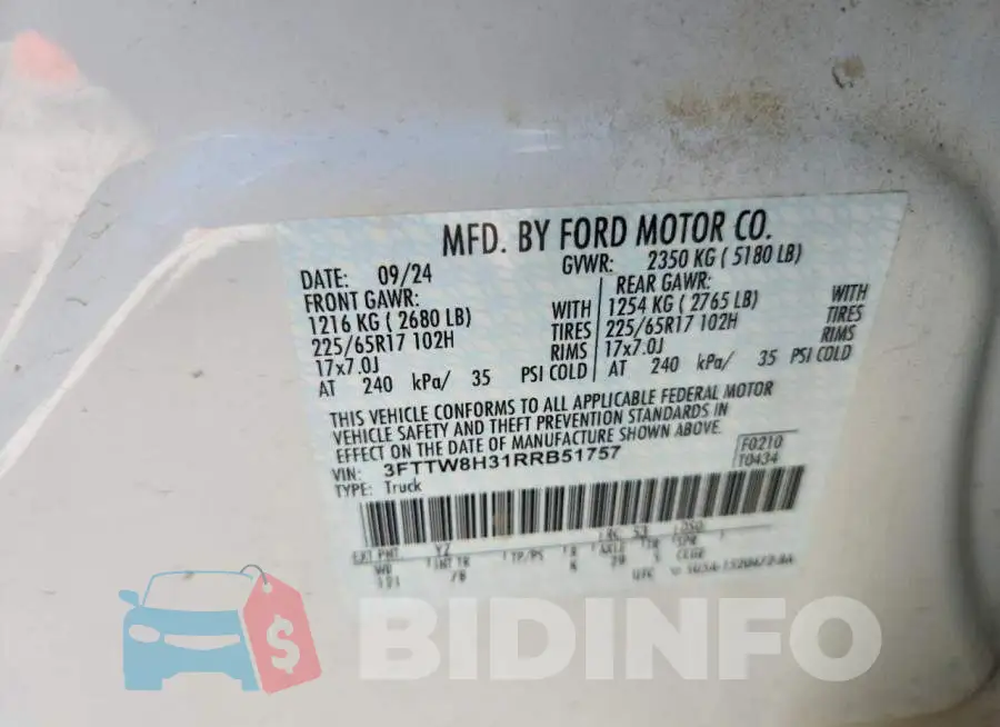 3FTTW8H31RRB51757 Photo# 12