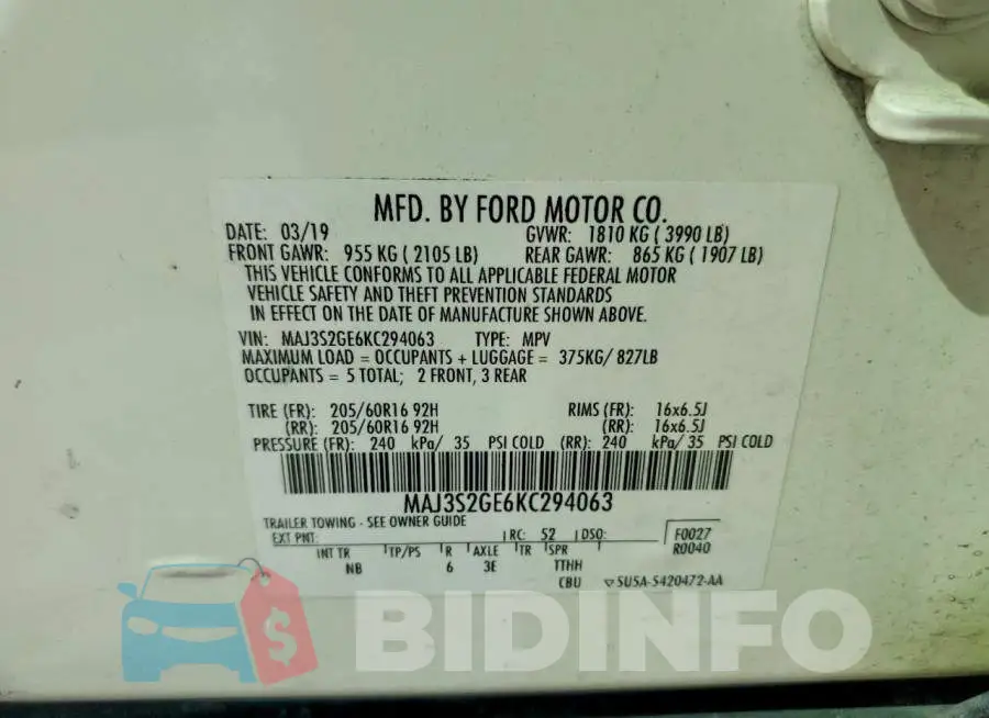 MAJ3S2GE6KC294063 Photo# 14