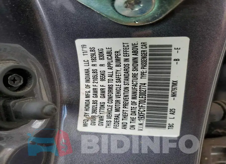 19XFC1F70LE002774 Photo# 12
