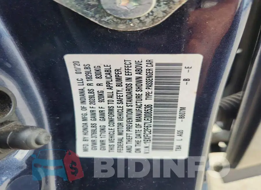 19XFC2F67LE008536 Photo# 12