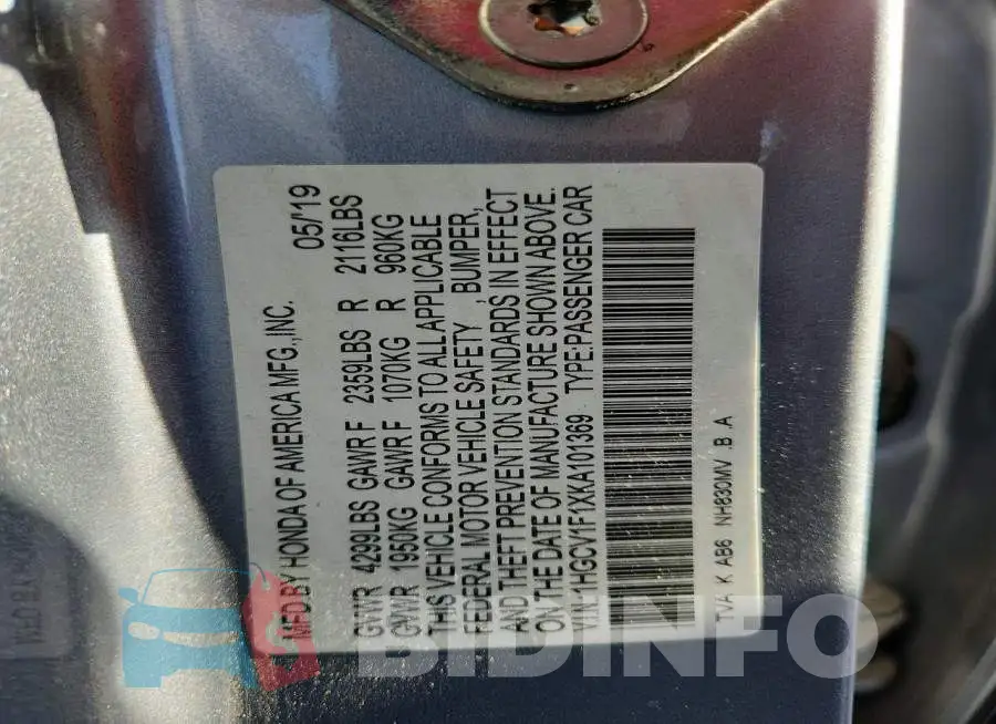 1HGCV1F1XKA101369 Photo# 12