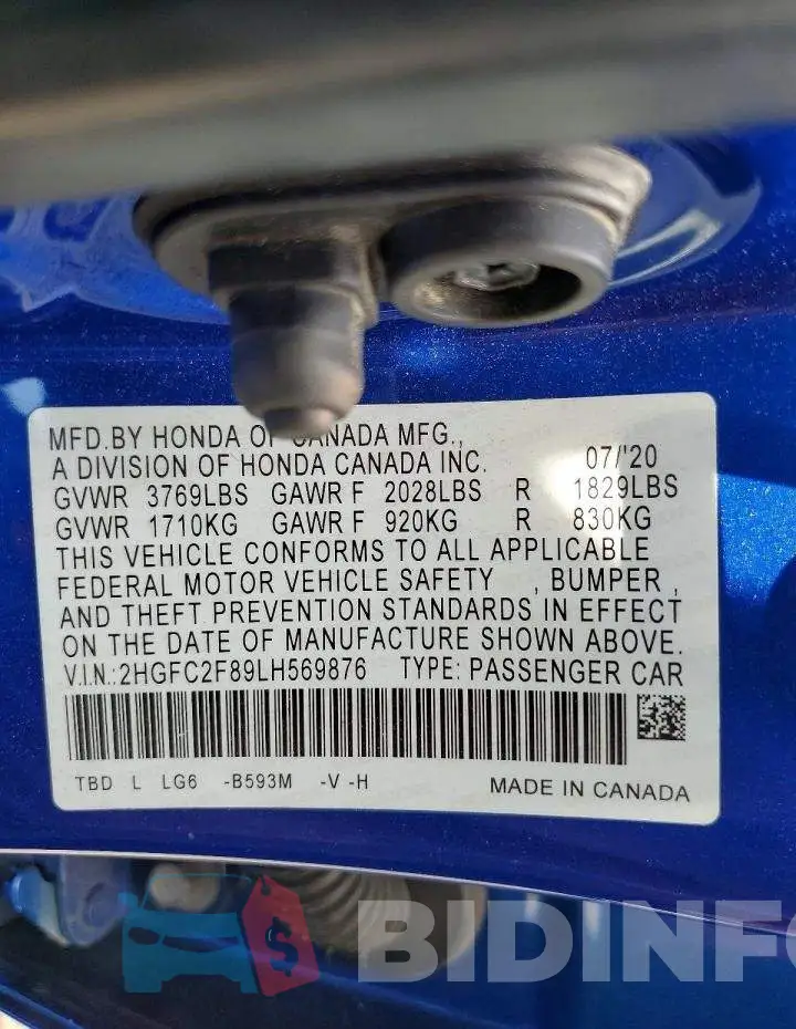 2HGFC2F89LH569876 Photo# 12