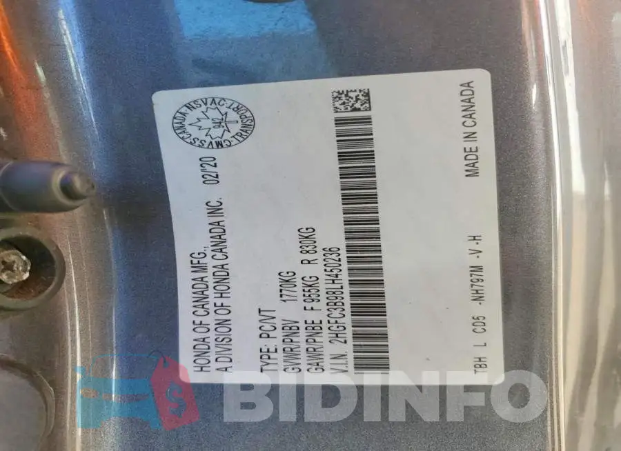 2HGFC3B98LH450236 Photo# 12