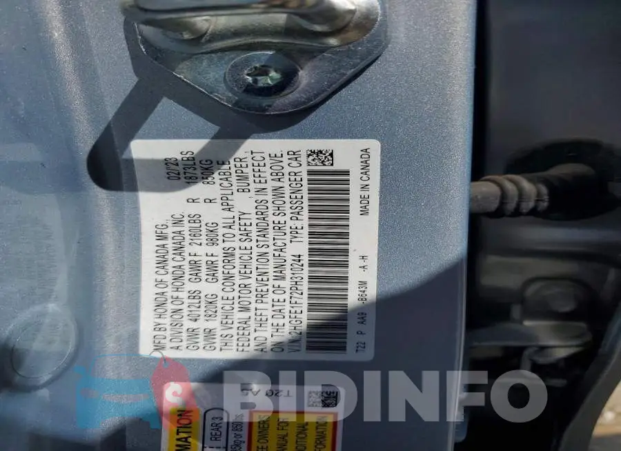 2HGFE1F72PH310244 Photo# 12