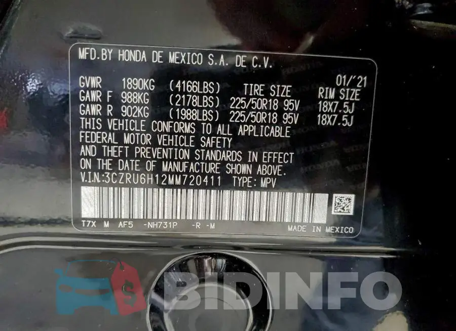 3CZRU6H12MM720411 Photo# 13