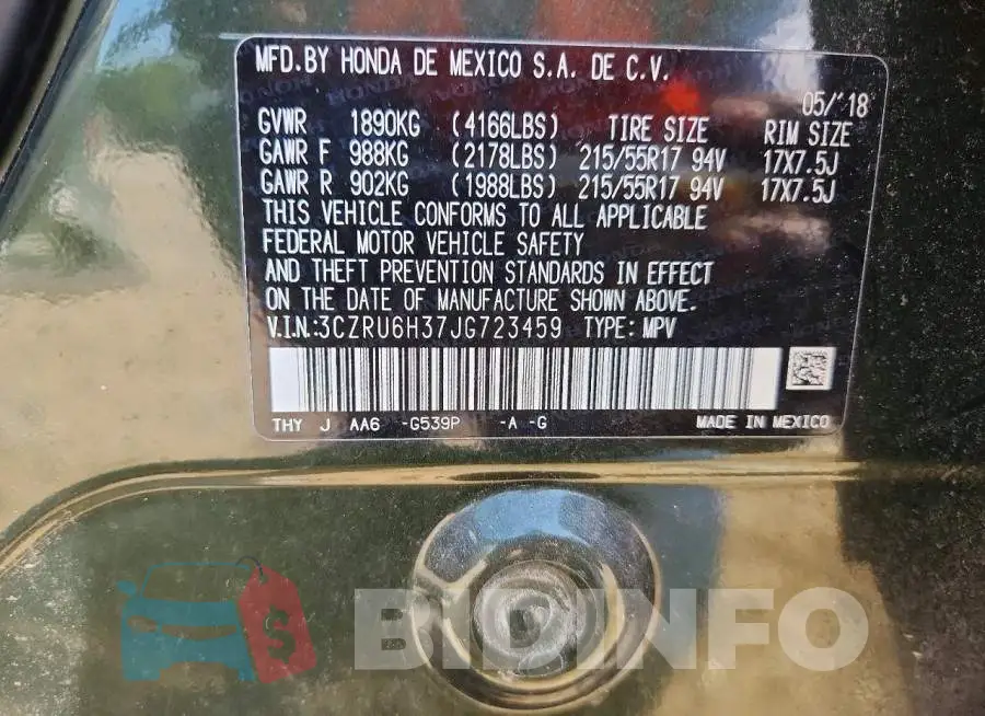 3CZRU6H37JG723459 Photo# 13
