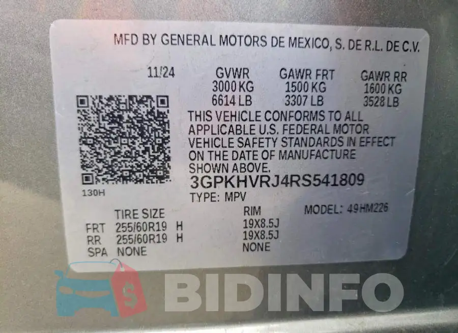 3GPKHVRJ4RS541809 Photo# 14