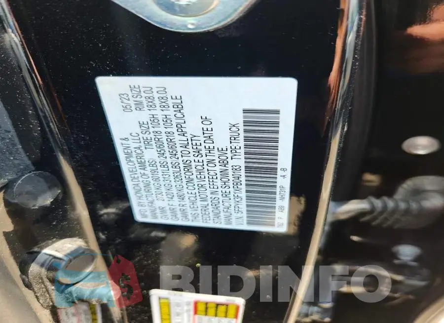 5FPYK3F1XPB040183 Photo# 12