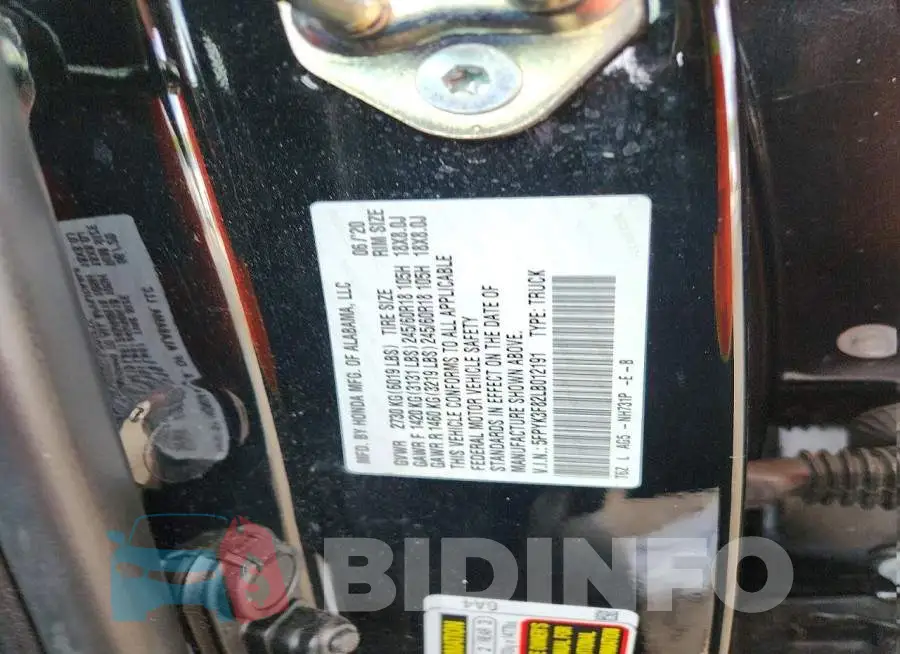 5FPYK3F82LB012191 Photo# 13